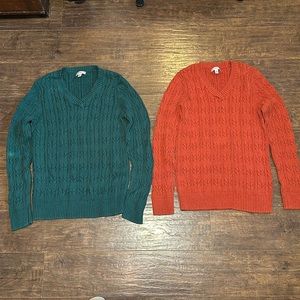 Croft & Barrow Classic Sweater Pair Green & Rust Women’s S